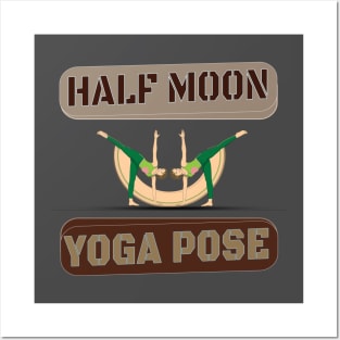 Half moon yoga pose Posters and Art